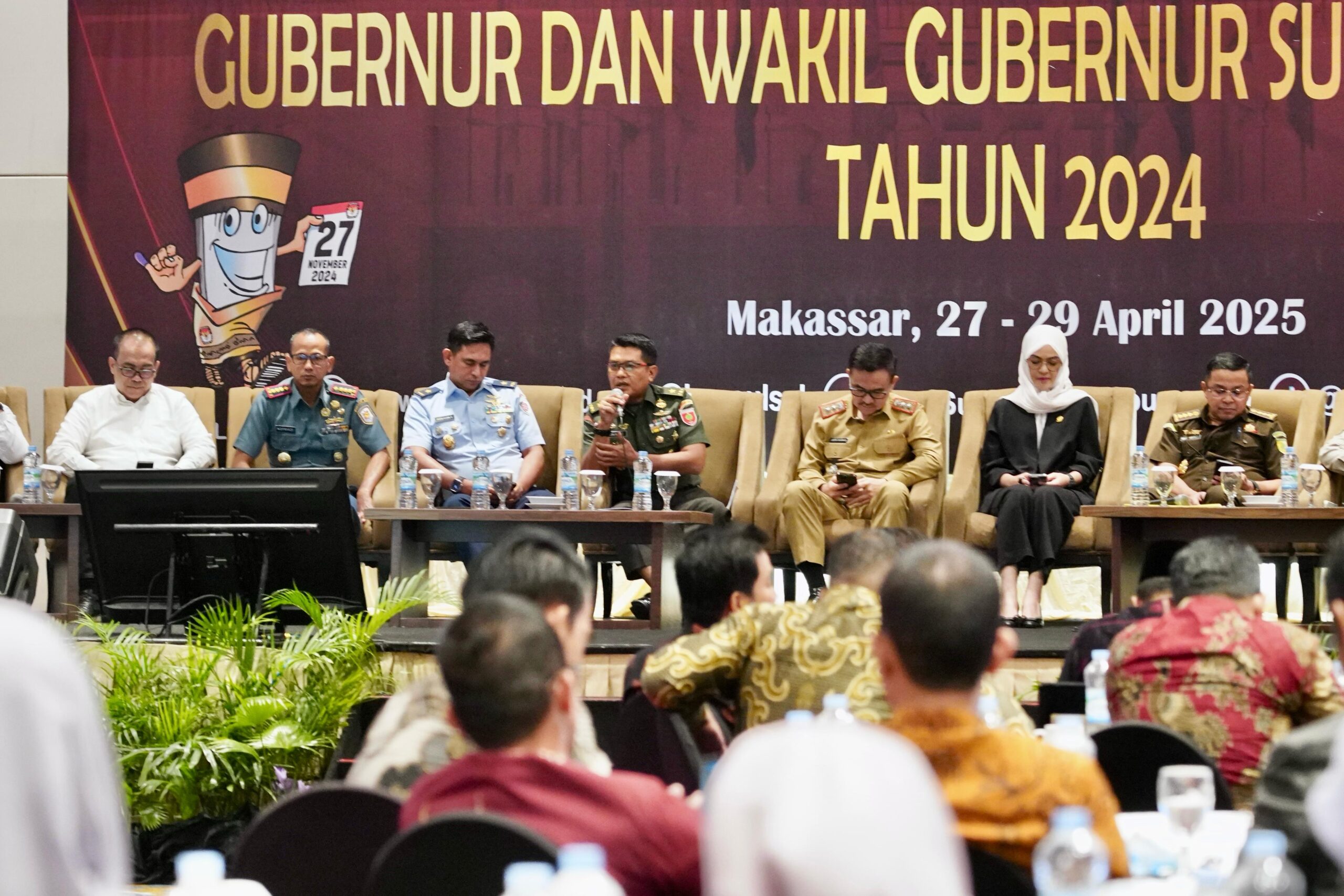 Kapoksahli Pangdam XIV/Hsn Hadiri Rakor Evaluasi Tahapan Pemilihan Gubernur dan Wakil Gubernur Sulsel TA. 2024