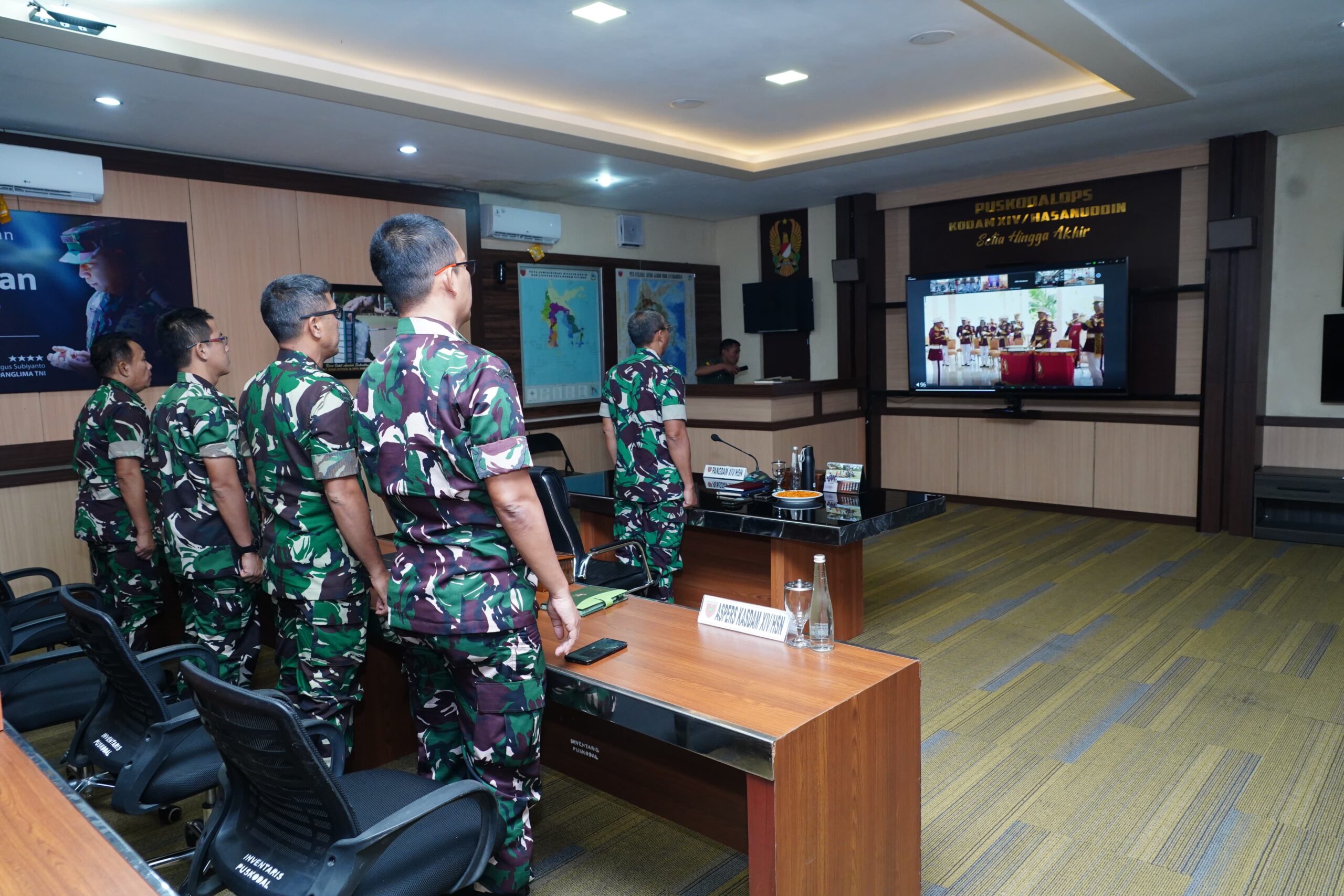 Pangdam XIV/Hasanuddin Ikuti Vicon Peluncuran Tema dan Logo HUT ke-80 Kemerdekaan RI