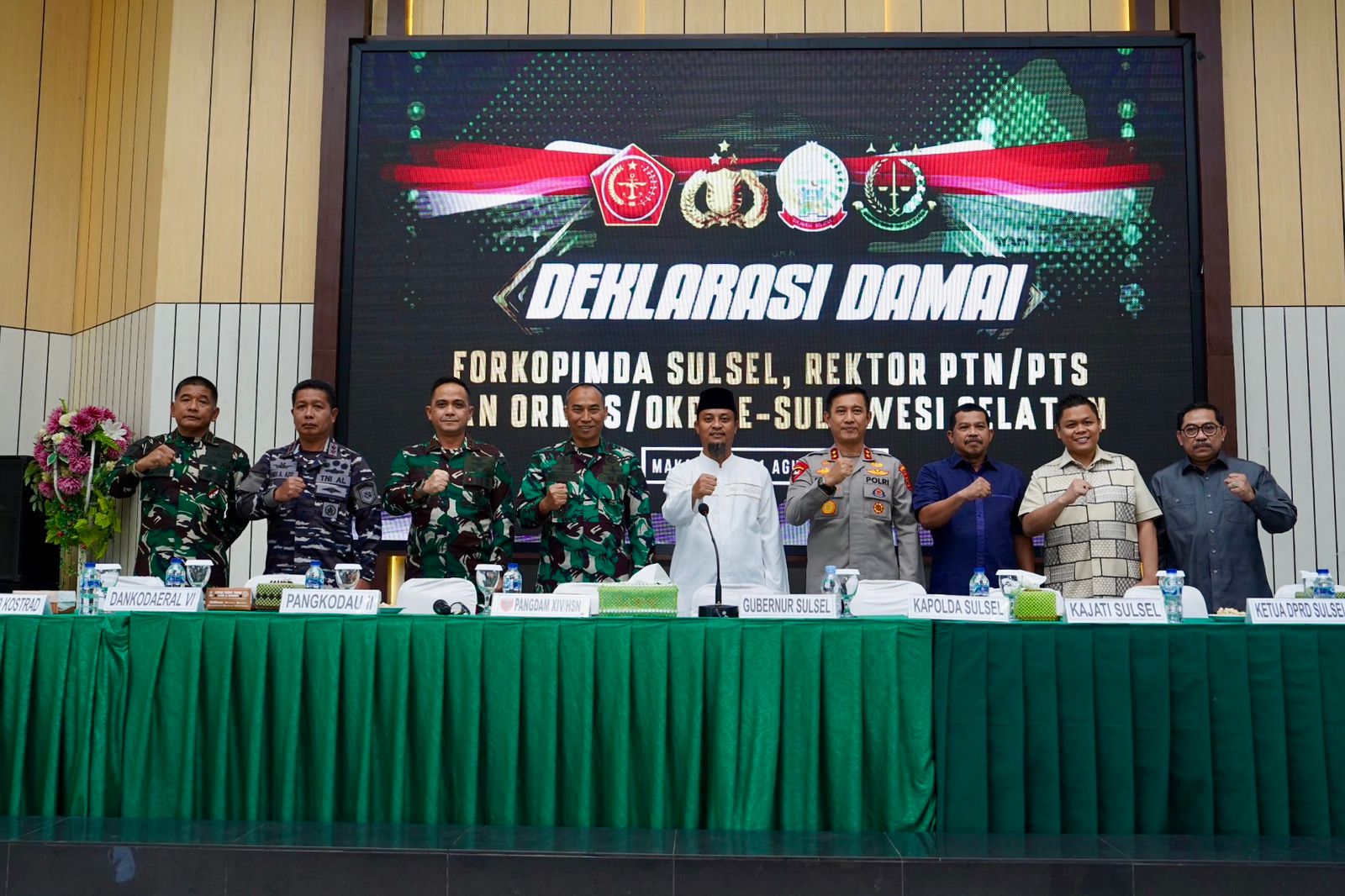 Wujudkan Sulsel yang Kondusif, Kodam XIV/Hasanuddin Gelar Deklarasi Damai Forkopimda, Rektor, dan Ormas se-Sulsel
