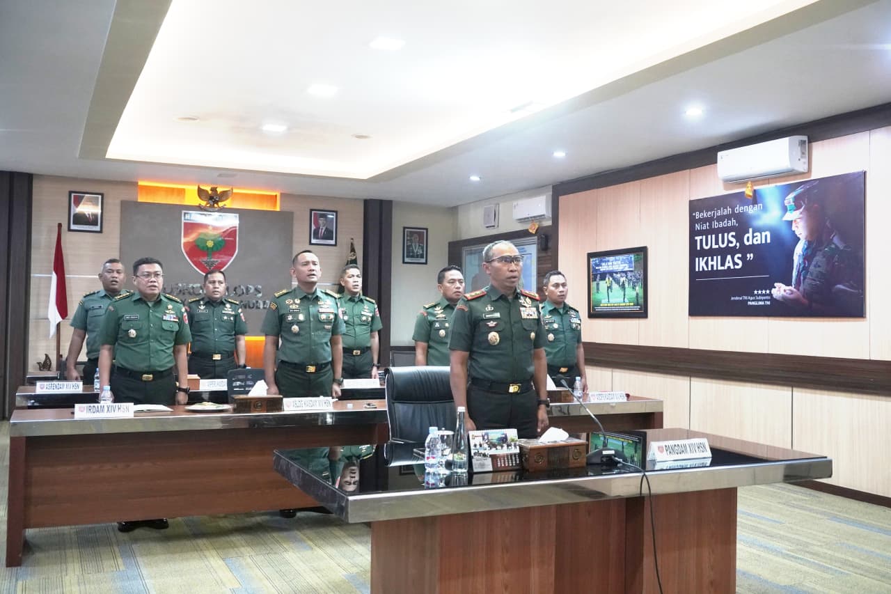 Pangdam XIV/Hsn Ikuti Sosialisasi Peraturan dan Keputusan Panglima TNI secara Virtual