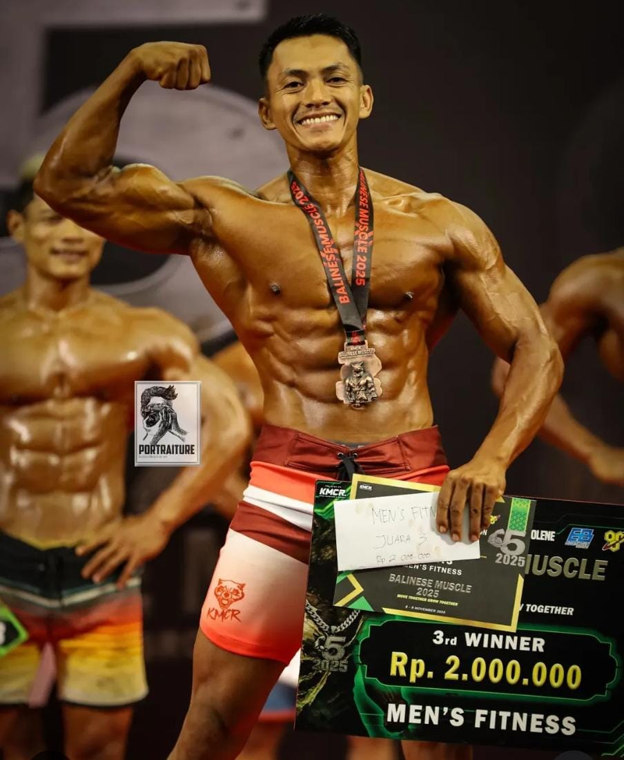 Supriyadi, Atlet PBFI Maros Raih Podium Ketiga di Kejuaraan Balinese Muscle 2025
