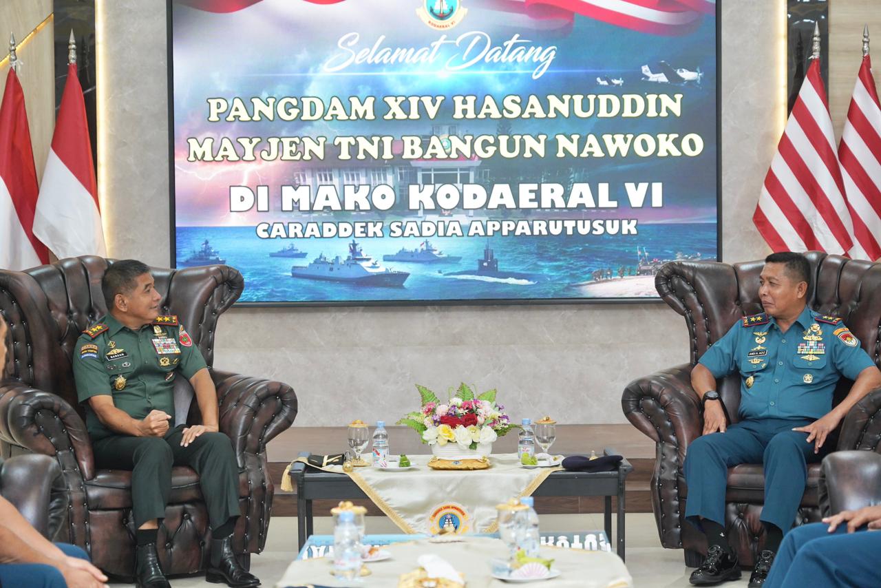 Perkuat Soliditas TNI, Pangdam XIV/Hasanuddin Kunjungi Kodaeral VI Makassar