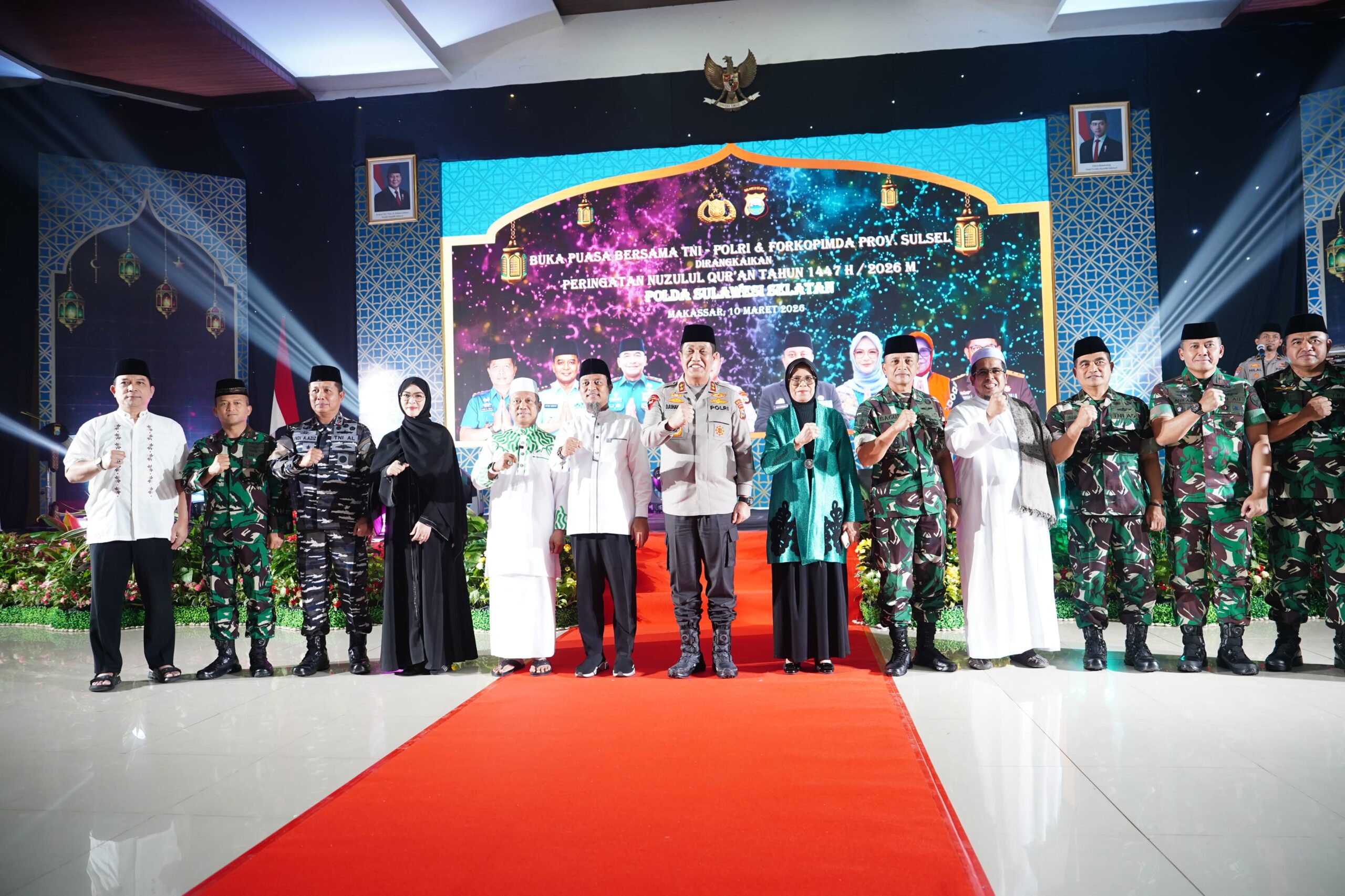 Perkokoh Persatuan di Bulan Suci, Kasdam XIV/Hsn Hadiri Buka Puasa Bersama TNI–Polri dan Forkopimda di Polda Sulsel